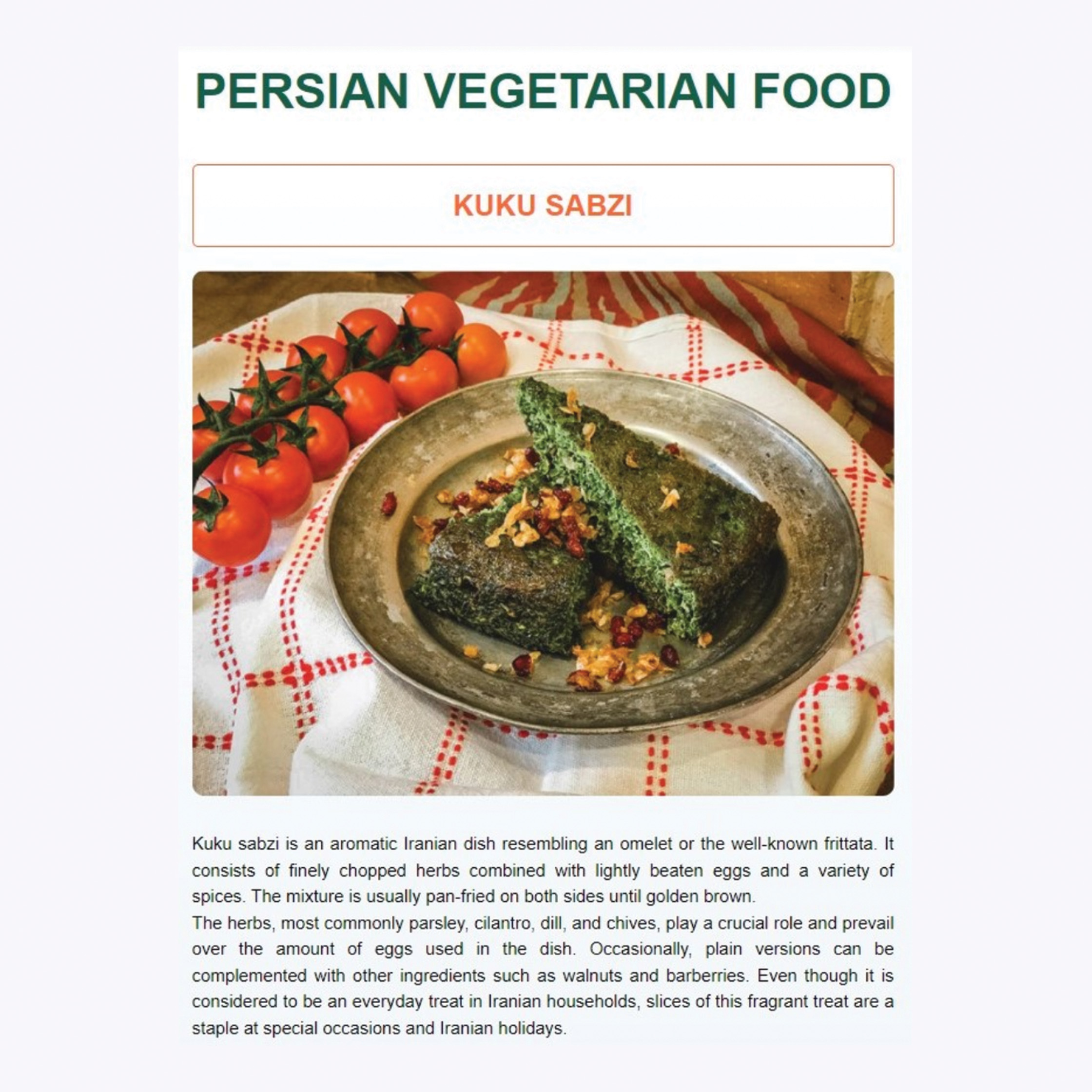 Persian Vegetarian Food Recipes